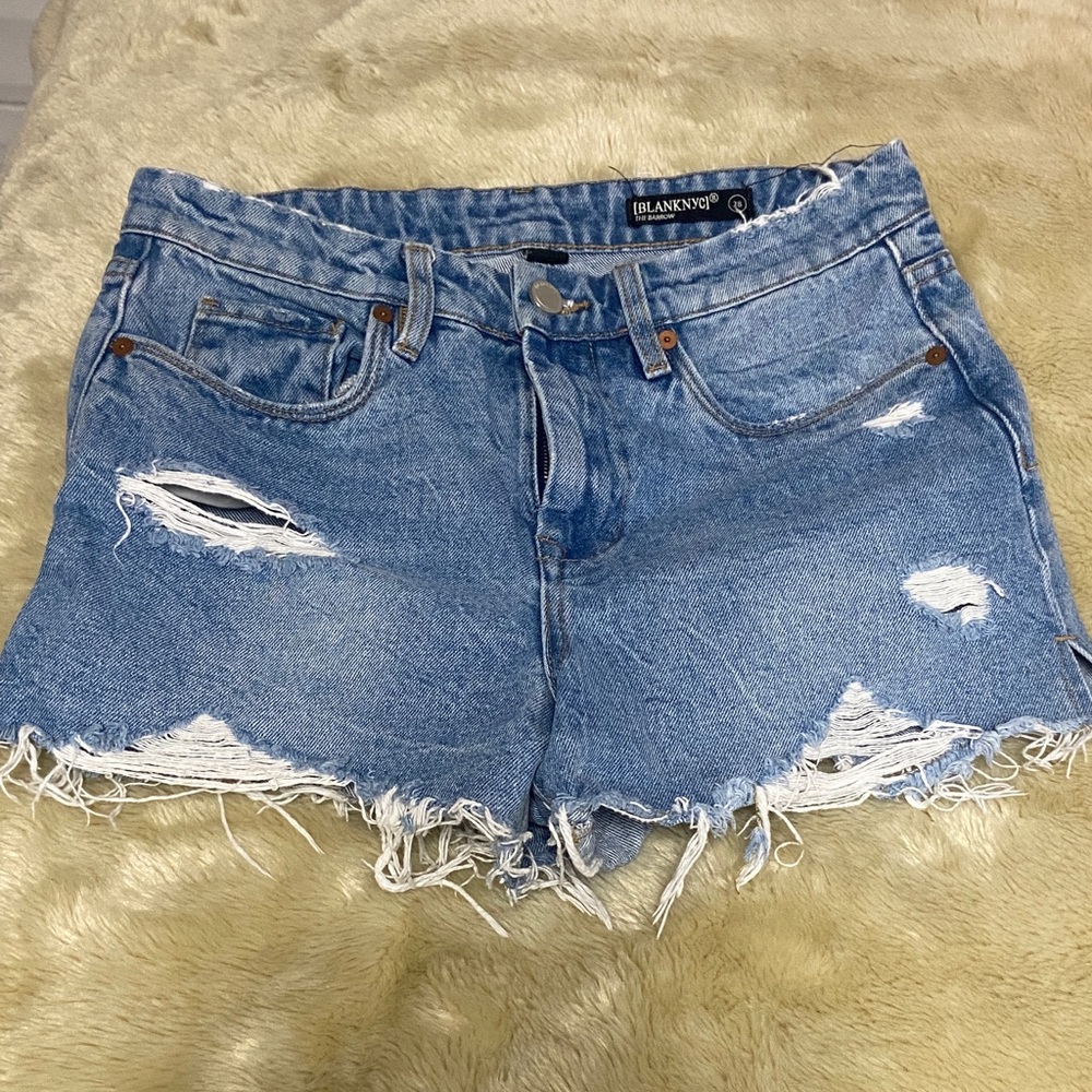Blank NYC Women's Ripped Light Blue Jean Shorts
